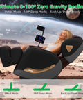 Woman on Zero Gravity Full Body Massage Chair With Upgraded 10 Roller Shiatsu System for deeper tissue kneading, reclined