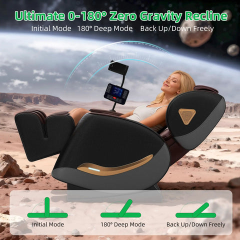 Woman on Zero Gravity Full Body Massage Chair With Upgraded 10 Roller Shiatsu System for deeper tissue kneading, reclined