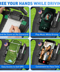 Kickass Flip Up Golf Cart Steering Wheel Cell Phone Mount keeps your device locked in for smooth course navigation, showing scorecard, music, GPS, FaceTime.