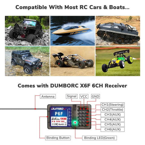 Six Channel 2.4GHz RC Receiver With FHSS Anti Interference Tech For X4 X5 X6 Transmitters Perfect For RC Cars And Boats
