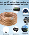 18Ft RG8X Coaxial Cable With Solid Copper Core And Braided Shield UHF PL259 Connectors ideal for CB and ham radios