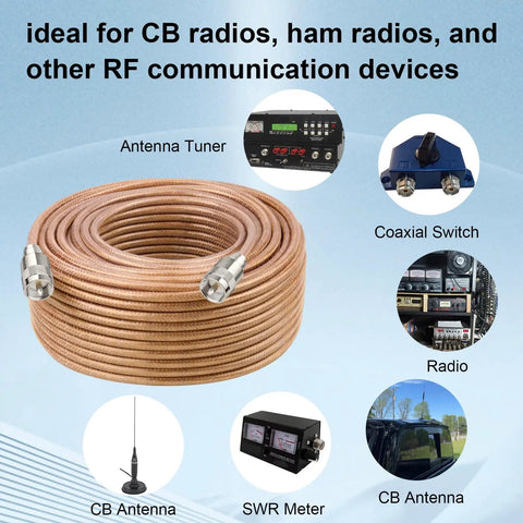 18Ft RG8X Coaxial Cable With Solid Copper Core And Braided Shield UHF PL259 Connectors ideal for CB and ham radios