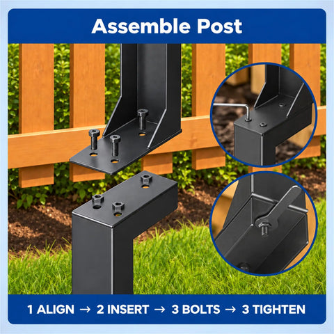Heavy Duty Fence Post Repair Kit Features Rock Solid 2 Mm Steel Stabilizers To Hold Leaners Tight Fix Weak Wood Fences Fast With This Boss Level 4 Pack assembly instructions for metal post supports.