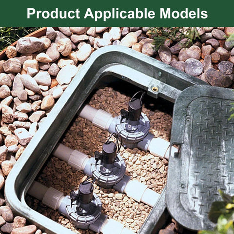 Front view: replacement valve diaphragm for Irritrol irrigation valves (3/4–1 in) in a PVC box.