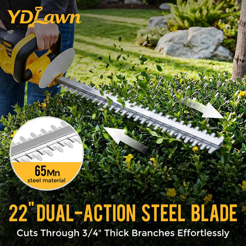 Cordless 20V Hedge Trimmer With 22 Inch Blade, 2x4.0Ah Batteries And Fast Charger cutting shrubs