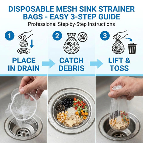 300 Pack Disposable Sink Strainer Bags Thick Premium Mesh With Easy Grip Loops Snag Hair And Kitchen Food Scraps Before Going Down Kick Pesky Pipe Clogs To The Curb
