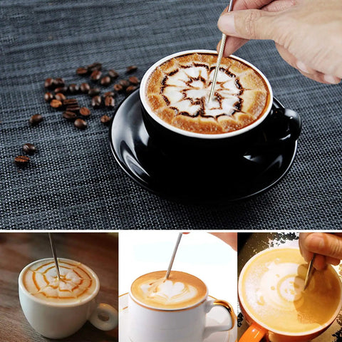 Creating latte art with Stainless Steel Milk Frothing Pitcher Set 12oz 20oz 32oz For Espresso Machines Pro Grade Barista Tools