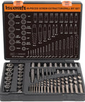 49 Piece Screw And Bolt Extractor Tool Set With Left Hand Drill Bits And Nut Removers For Damaged Stripped Bolts And Screws Multi Spline And Spiral Extractors For Nuts Studs And Fittings Go To Gear displayed in plastic case