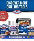 Kingsford grilling tools with Quick Start Charcoal Chimney Starter, aluminum foil, grill liners, fire starters, and soak proof plates.
