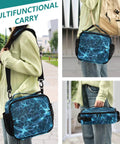 Glowing Blue Lightning Bolts Insulated Lunch Bag For Kids And Adults With Dope Shoulder Straps For Office Travel School Keeps Food Fresh Spacious Main Compartment And Two Side Pockets Durable Polyester Cooler Tote, worn crossbody