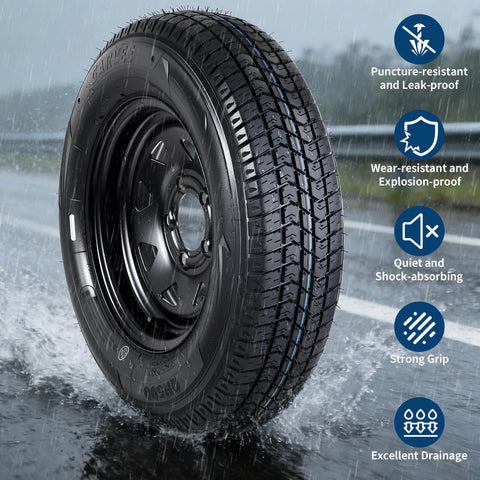Two Pack Trailer Tire On Rim ST175 80D13 With 13 Inch Rims And Five Lug Pattern Four Point Five Inch PCD Load Range C 6PR
