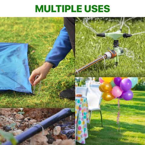 U Shape Garden Stakes 50 Packs 4 Inch 11 Gauge Heavy Duty Galvanized Landscape Staples For Easy Install Irrigation Tubing Hoses