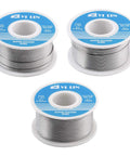 Three spools of Sixty Forty Rosin Core Solder Wire 0.8mm 100g for electrical soldering Sn60Pb40 alloy, ideal for electronics and DIY projects.