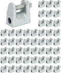 Top Shelf Tough As Nails Beam Clamps Fifty Pack Three Eighth Inch Hole Thirteen Sixteenth Jaw Opening Zinc Plated Steel Structural Hardware for scaffolding, showing multiple beam clamps in detailed arrangement.