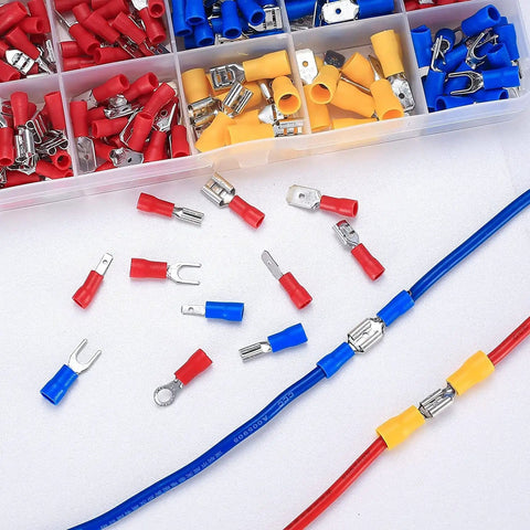 Assorted 280 Piece Electrical Cable Connectors Kit With Insulated Wire Terminals Including U Type Fork Spade Butt Ring Terminals