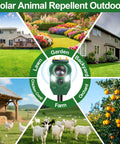 Solar Ultrasonic Animal Repeller With Motion Sensor Outdoor Pest Deterrent For Cats Dogs Rabbits Mice Squirrels Raccoons Skunks And Deer Waterproof Yard Garden Farm Defense With Flashing Light 2 Pack for yard, garden, farm, and coop