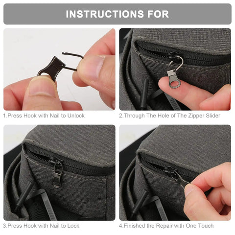 Six Pack Detachable Zipper Pulls Replacement Kit For Jackets Pants Coats Shoes Suitcases And Backpacks Durable Dark Gray Zipper Tabs For Quick Repairs And Easy DIY Fixes installation steps