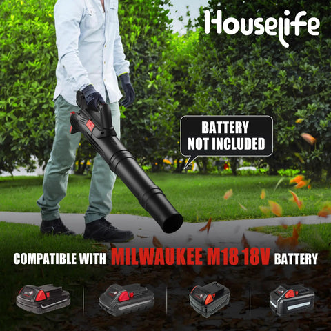 Man using Ultra Lightweight Cordless Leaf Blower Tool Only, Compatible With M18 Battery System, 400 CFM At 130 MPH.