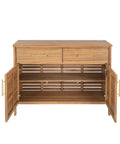 Outdoor Acacia Wood Storage Cabinet With Two Drawers And Double Door Shelf For Garden Poolside And Patio Weather Resistant