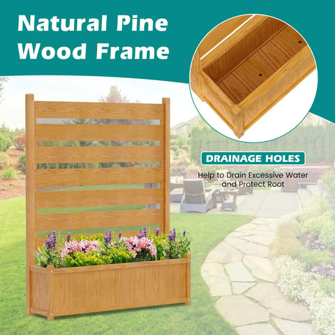 Freestanding Outdoor Privacy Screen Panel With Planter Box For AC Units And Trash Cans, 36 Inch Wide And 45 Inch High, No Dig Kit