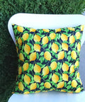 Cushion with lemon pattern, treated with Liquid Vinyl Gel Coating For Fabrics Waterproof And Stain Resistant 8.68 Oz Clear Flexible Finish.