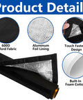 Detailed view of Two Pack 3 Layer Outdoor Pipe Insulation Sleeve Cotton Tube with 600D fabric and aluminum foil lining.