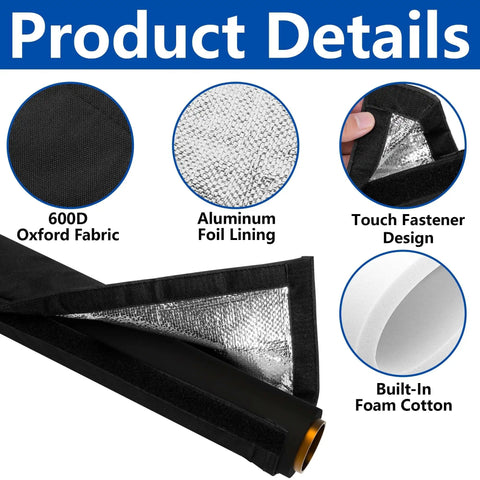 Detailed view of Two Pack 3 Layer Outdoor Pipe Insulation Sleeve Cotton Tube with 600D fabric and aluminum foil lining.