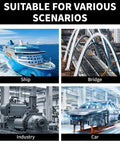 Collage image showing applications for Ultra Fine Graphite Powder Lubricant: ship, bridge, industrial machine, car assembly.