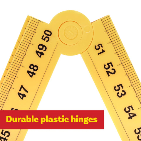Folding Meter Stick With Inches, Centimeters, Millimeters And Meters For Quick Imperial And Metric Measurements, Durable Plastic Ruler