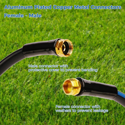 Compact Lightweight Garden Hose 1 Foot By 5 Eighth Inch With Three Quarter Inch GHT Male To Female Fittings Flexible Rubber