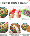 Fall Diamond Art Coaster Kit For Adults Eight Piece Set With Holder Cork Bases And Diamond Pens DIY Diamond Painting Coasters Featuring Sunflower Floral Truck Designs 4x4 Inches Beginner Friendly Super Easy Starter Set