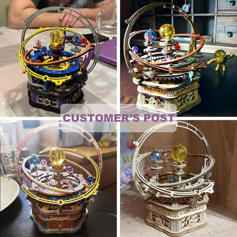 Customer post of Starry Night 3D Wooden Puzzle Music Box Kit For Adults And Teens, rotating wooden model with planets