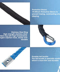 Close-up of Five Sixteenth Inch 50 Foot Synthetic Winch Rope 13000 Lbs with protective sleeve and forged hook details.