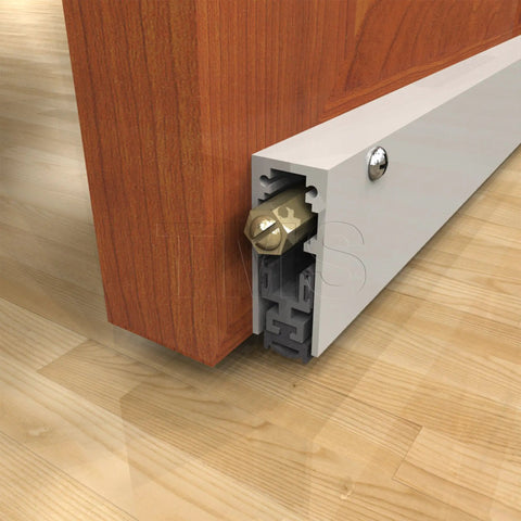 Automatic Door Bottom Seal With Double Neoprene Seal, surface-mounted aluminum weather stripping on wooden door, 36 inch