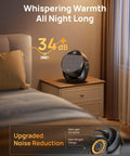 Powerful 1500W Space Heater With 60 Degree Adjustable Tilt, Remote Control, Quiet Portable Electric Heater For Bedroom Or Office, Three Modes, Thermostat, Eight Safety Protections, Black Desk Heater on bedroom nightstand