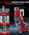 2 Inch Magnetic Drill Press Beast Power With 210mm Max Stroke 13000N Magnetic Force 1450W 820 RPM showing drill and controls