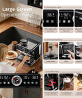 Premium Full Automatic Espresso Coffee Machine With Built In Grinder And 20 Bar Pressure For Smooth Cappuccino Latte Making That Hits Different At Your Daily Morning Routine with large screen panel in a kitchen.