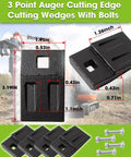Set Of Four 3 Point Auger Cutting Edges With Beefed Up Bolts For Heavy Duty Post Hole Digger Augers On Tractors And Skid Steers