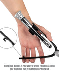 Heavy Duty Safety Wire Pliers With Reversible Twist Action for auto and industrial use showing locking buckle feature