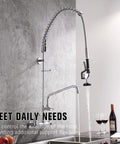 Stainless Steel Pre Rinse Overhead Spring For Commercial Sink Faucets Replacement Part Durable And Easy Install Fits Most Wall Mounted Pre Rinse Systems Heavy Duty Sprayer Arm Support Kitchen Plumbing Tool, wall-mounted over sink