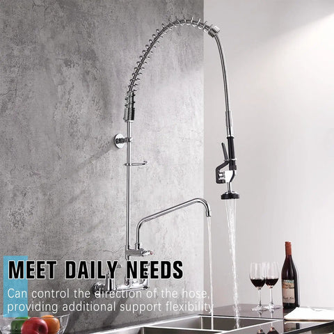Stainless Steel Pre Rinse Overhead Spring For Commercial Sink Faucets Replacement Part Durable And Easy Install Fits Most Wall Mounted Pre Rinse Systems Heavy Duty Sprayer Arm Support Kitchen Plumbing Tool, wall-mounted over sink