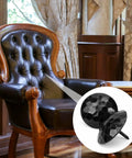 Solid 12 Pack Iron Clavos 1.5 Inches Long Featuring Gritty Hammered Black Finish on leather armchair detail.