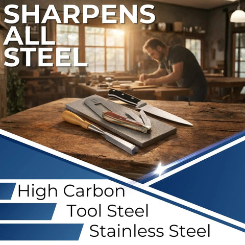 Diamond Sharpening Stone Set With Fine And Extra Fine Grits 600 And 1200 For Knives And Tools Including Ceramic Knives 8 By 3 Inches Easy To Use With Precision Flatness Guaranteed No Brainer Value on a wooden table with knives