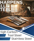 Dope Value Diamond Sharpening Stone Set 8 By 3 Inches with Holder includes 300 600 1200 grit stones on workshop table.