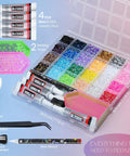 All-In-One Bedazzling Kit With 35,000 Resin Jelly Rhinestones in 24 Bright Colors, 3mm Flatback Gems, Four Tubes of B7000 Glue