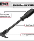 Dual Hook Tip Seal Puller Set With Heavy Duty Chrome Moly Blades For Ripping Out Stubborn Oil And Grease Seals Fast Rust Proof Manganese Phosphate Construction Built Different For Your Everyday Garage Projects, featuring a dual-tipped seal blade.