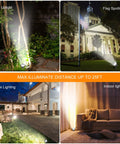 Solar Spotlight Outdoor Light Waterproof LED Flood Light Solar Powered With Separate Solar Panel illuminating various outdoor scenes.