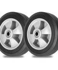 Pair of Solid Run Flat Replacement Tire 8 Inch By 2 Inch With Five Eighth Inch Axle And 2 Inch Offset Hub For Hand Trucks