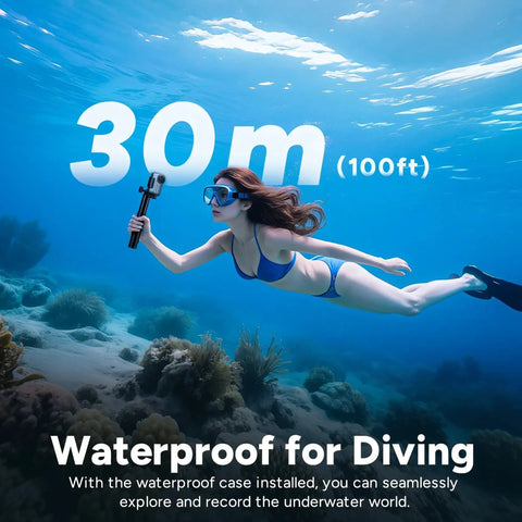 Diver underwater using C110 Plus Action Camera 4K Video With Gyro Stabilization And Audio Recording For Vloggers Bundle.