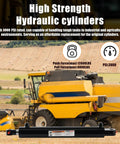 Beefy Heavy Duty Double Acting Hydraulic Cylinder 2 Inch Bore 22 Inch Stroke With 1 Inch Pin Holes SAE 6 Ports 3000 PSI shown with tractor